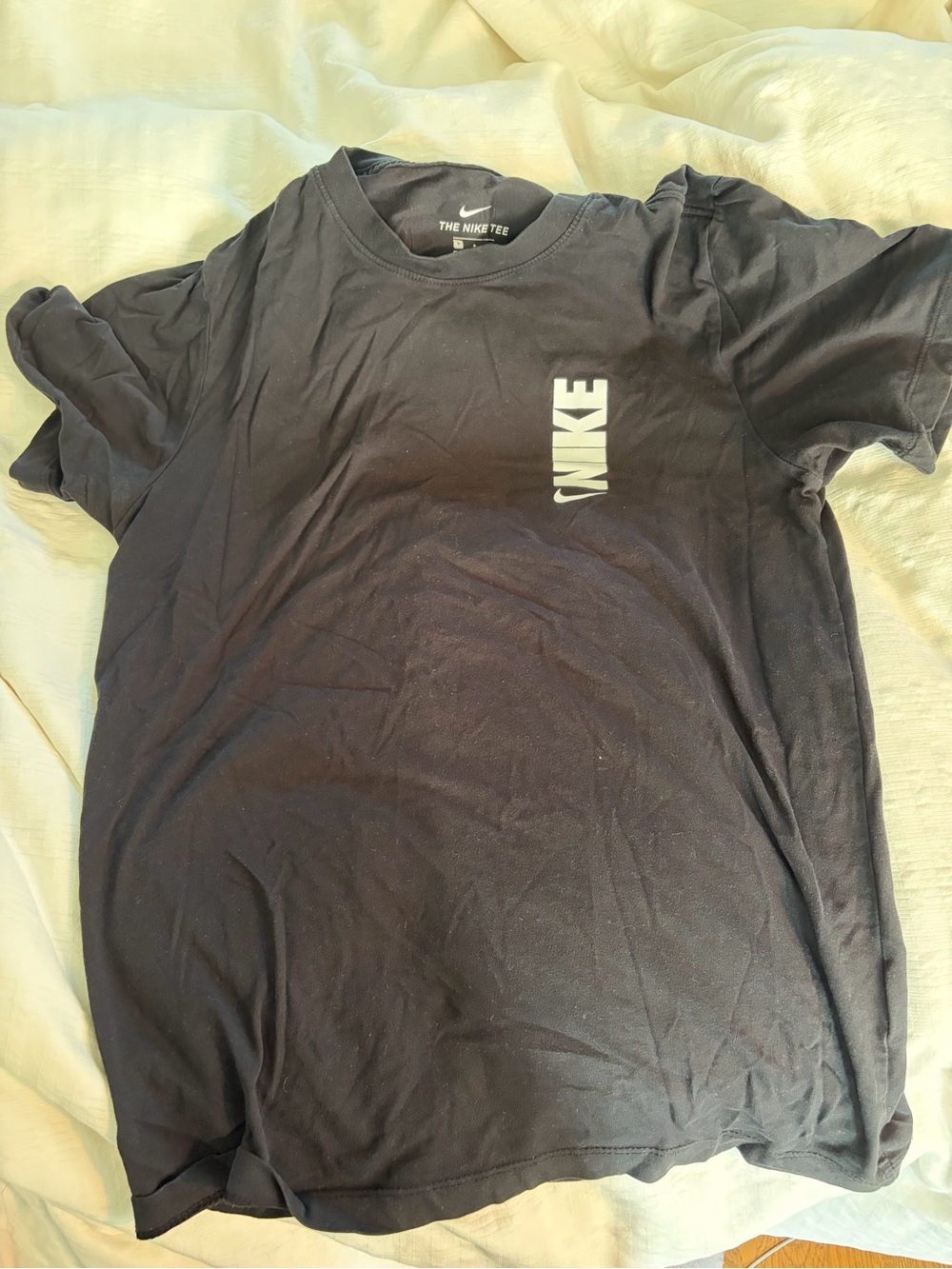 Nike Black Short-Sleeve Crew with Vertical Logo